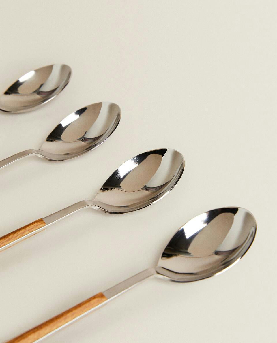 4-SPOON BOX WITH WOOD-EFFECT HANDLES