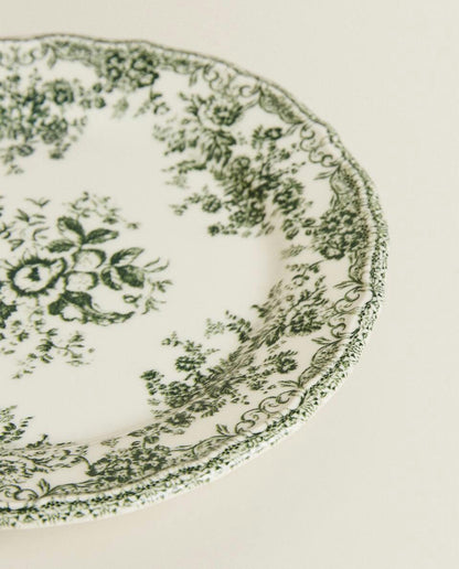 FLORAL EARTHENWARE DESSERT PLATE